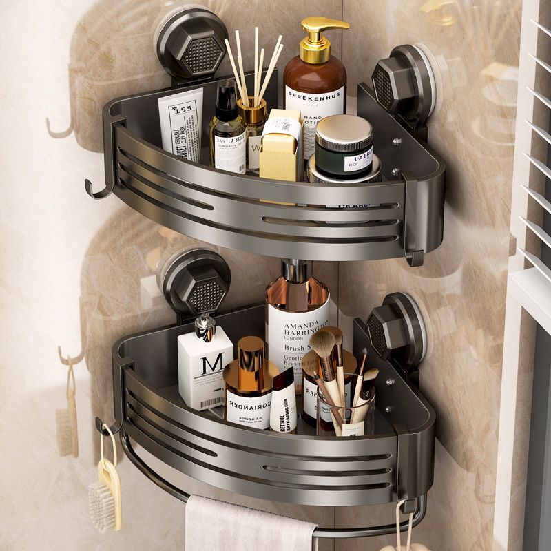 Bathroom suction cup shelf, corner-free wall-mounted organizer for washbasin, bathroom, toilet, and shower – triangular storage rack