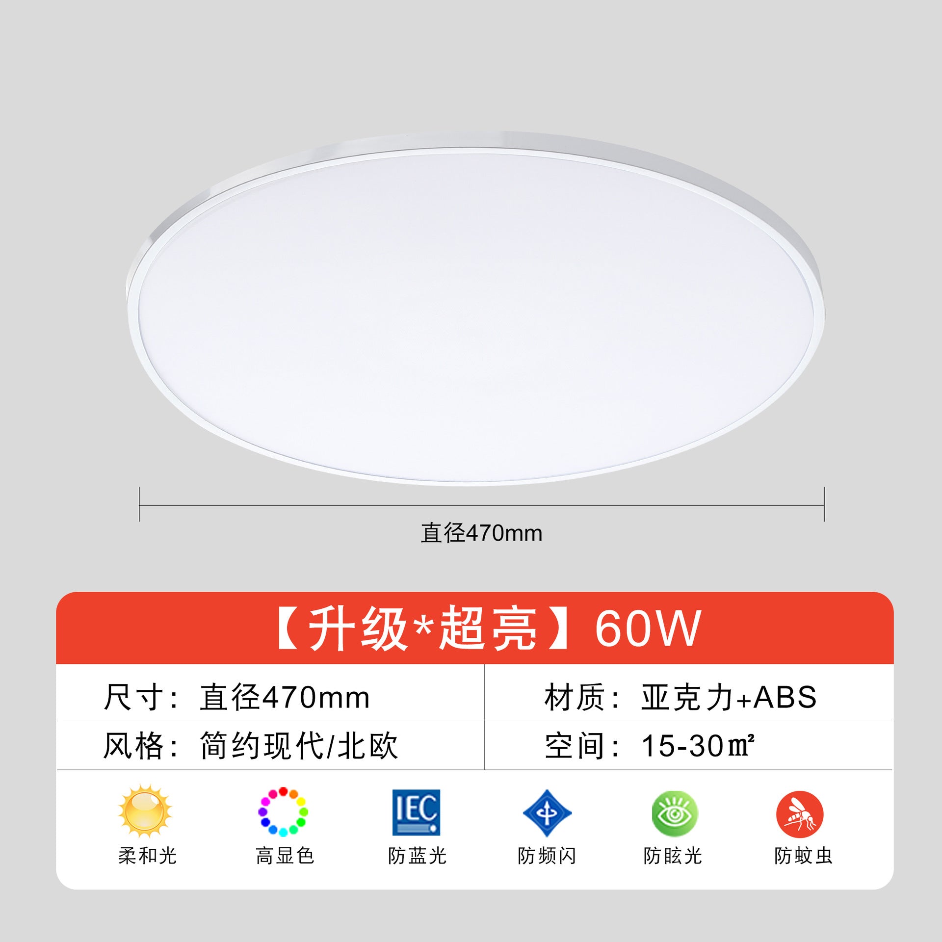 Zhongshan lamps led ceiling lamp home improvement lamps modern simple study lamp ultra-thin three-proof full spectrum eye protection lamp