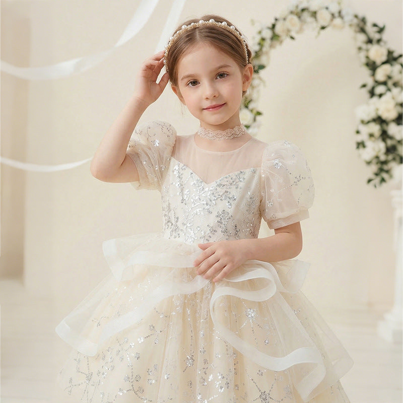 Girls' summer dress - stylish and chic tutu princess dress for girls, perfect for runway shows, hosts, piano performances, and flower girls