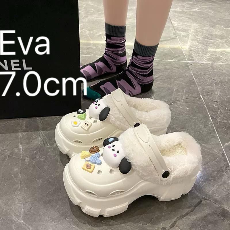 Eva fleece-lined clogs for women - 2025 winter's hottest trend: warm, thick-soled, non-slip, wear-resistant, height-increasing cotton shoes for outdoor wear