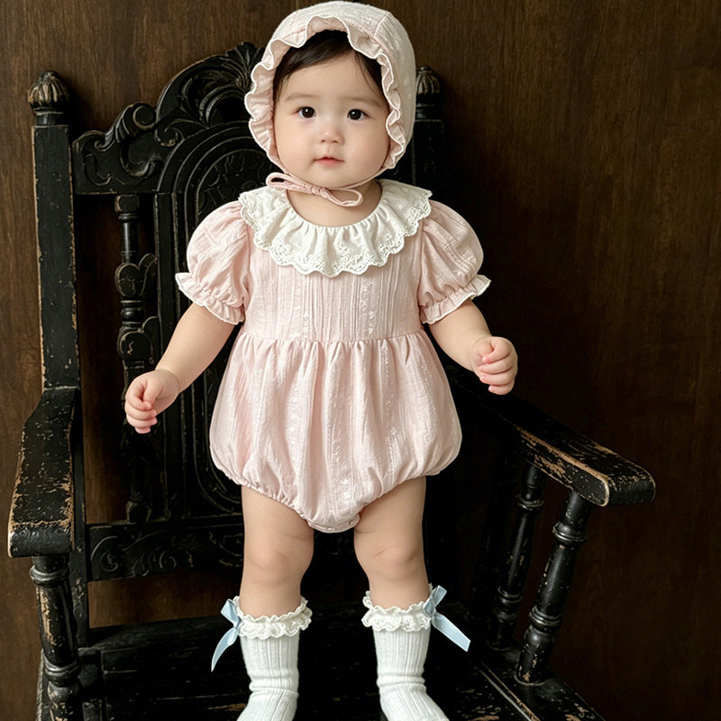 Newborn baby summer clothes - lightweight & adorable: baby girl romper, summer princess style, perfect for first birthday & 100-day celebration - bodysuit set