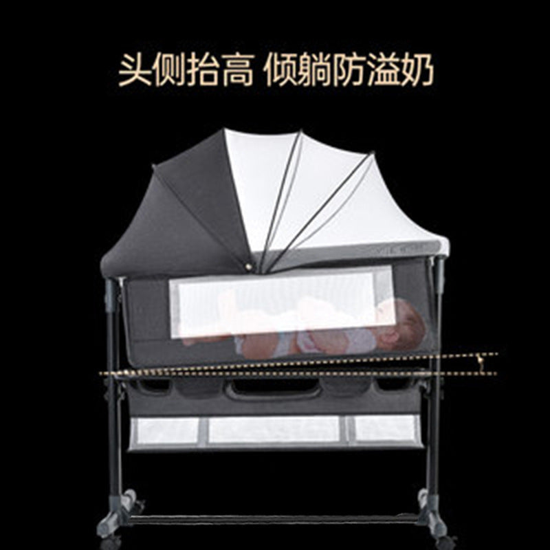 Baby crib newborn bed splicing large bed baby rocking bed bb children's bed cradle bed multifunctional movable foldable