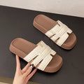 Casualthick sole sandals women's new arrival woven frenchfashionelegantcasual one-line beach soft bottom slippers for women