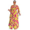 new arrival: fresh & sweet plus size dress - african women's ruffle print maxi dress
