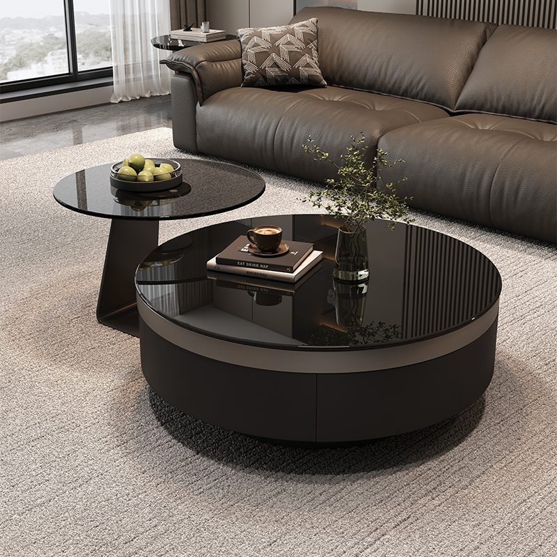 Italian solid wood coffee table living room glass modern round for homeaccessible luxury tea table casualnormcoreclassy side table combination