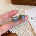 Japanese and korean fresh sweet jelly color stereo heart earrings women's fashion design elegantstylish cat's eye earrings