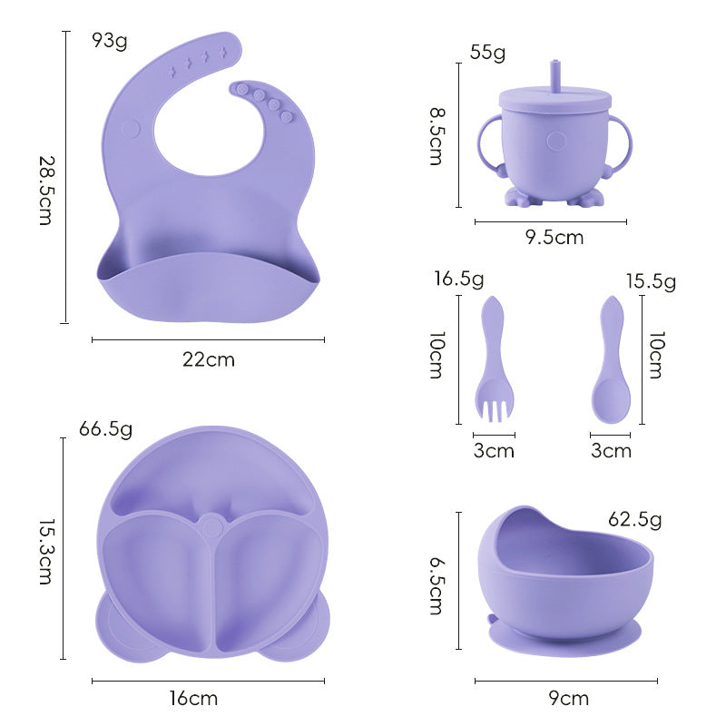Silicone kids' meal set: baby food training suction bowl, food-grade fork and spoon, feeding utensils for babies