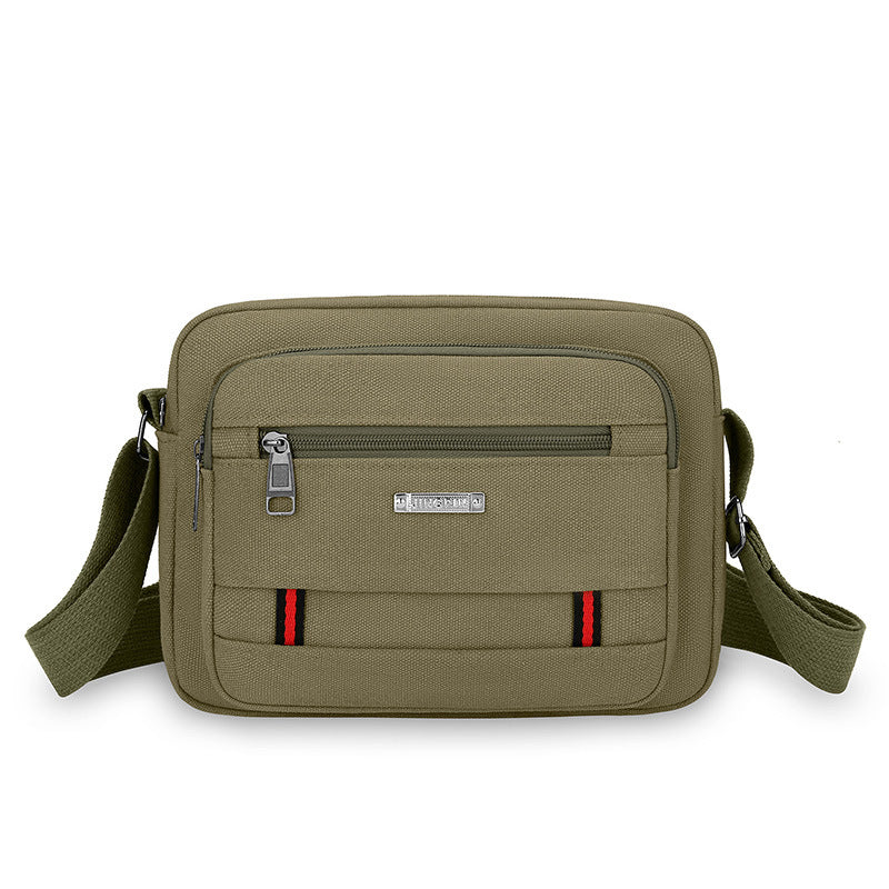 Foreign trade new men's shoulder bag business multi-layer simple texture canvas bag large capacity lightweight trendy messenger bag