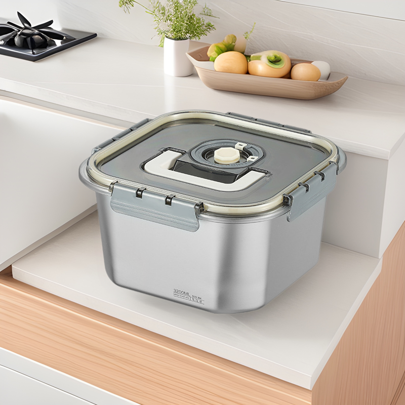 Cross-border fresh-keeping box sealed dumpling box 304 stainless steel sub-packaging refrigerator storage freezing box handle lunch box wholesale