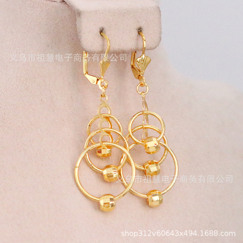 24k gold-plated ethiopian women's round earrings for daily wear bridal gift