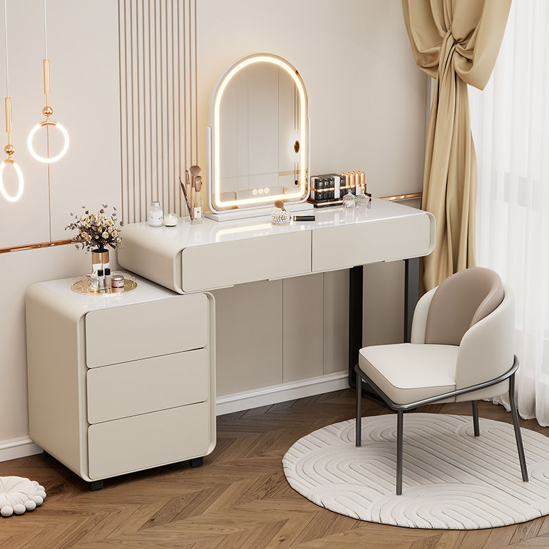 new master bedroom vanity table - solid wood, light luxury, high-end feel, chest of drawers integrated makeup vanity, bedroom makeup table