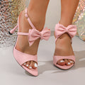 2026 new european and american style bowknot high heel sandals - women's stiletto open toe slingback versatile fashion wedding shoes