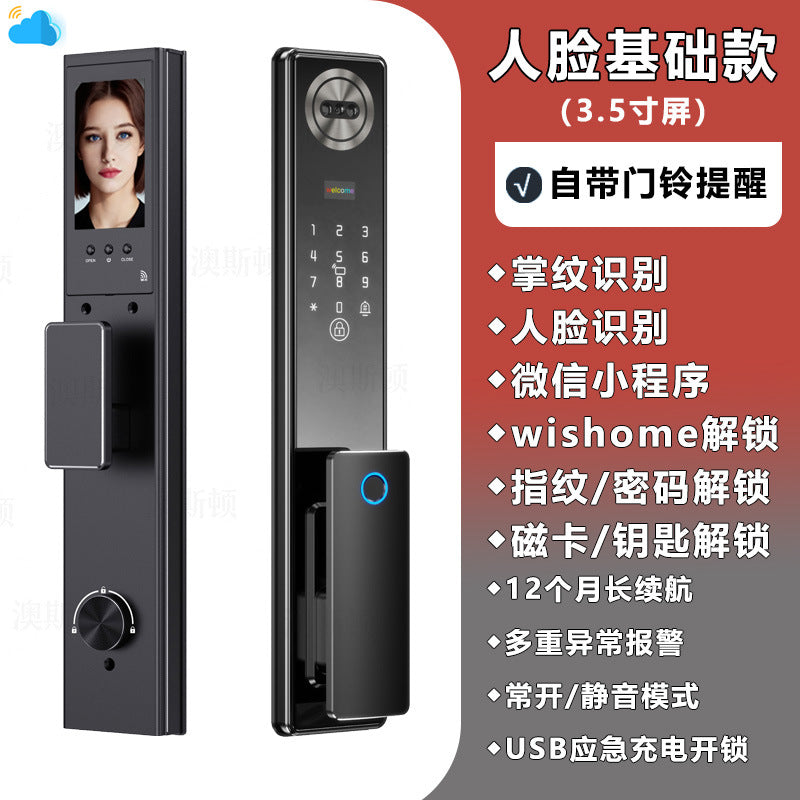 Face recognition fingerprint lock visual electronic password lock anti-theft door lock c-level lock core smart door lock manufacturer in stock
