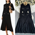 Exportfall and winterfrenchelegancecontrast colorlace collarlong sleeveselegant silmslimming lookblacklongknittingdress
