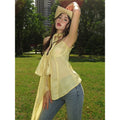 European and american women's clothing  summer new sexy sweet & spicy style cardigan bow tie asymmetrical see-through top
