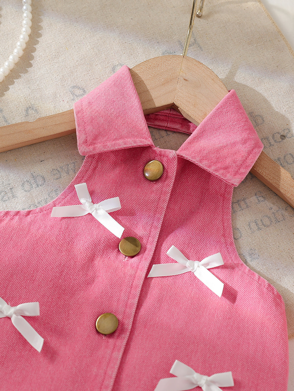 cross-border girls' fashion: european & american style halter collar denim vest + denim mini skirt bow set