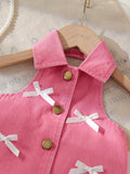 cross-border girls' fashion: european & american style halter collar denim vest + denim mini skirt bow set