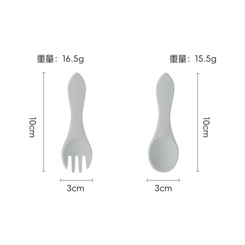 Silicone kids' meal set: baby food training suction bowl, food-grade fork and spoon, feeding utensils for babies
