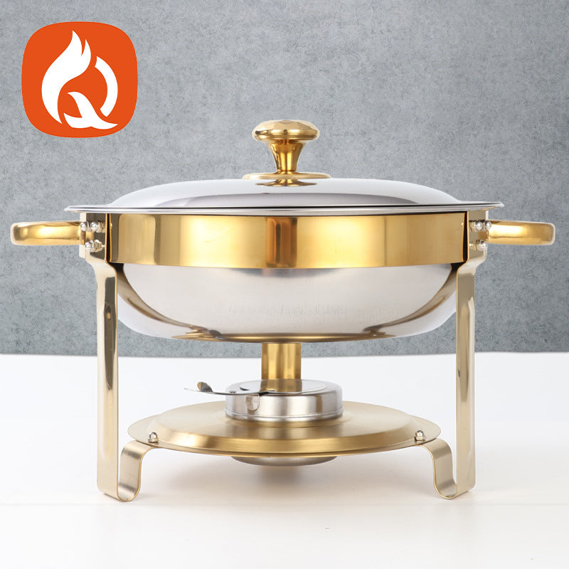 5qt stainless steel gold round furnace insulation buffet furnace suitchafingdishbuffetsetcross-border