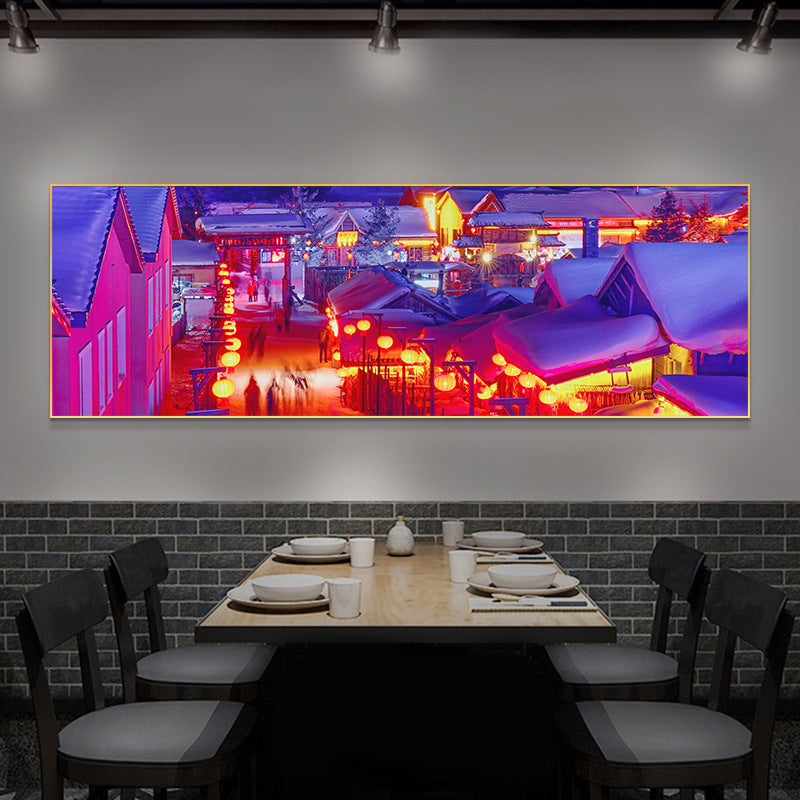 Farmyard Northeast Snow Scene Decorative Painting Rural Folk Scenery Wall Painting Iron Pot Stew Restaurant Light Box Hotel Hanging Painting