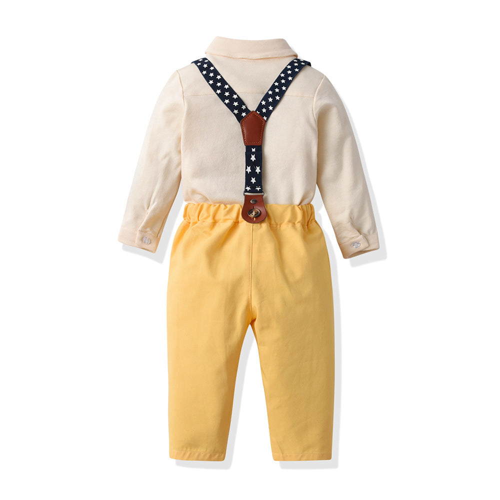 Export children's clothing infant onesie kids first birthday dress long sleeve cotton romper boy spring set