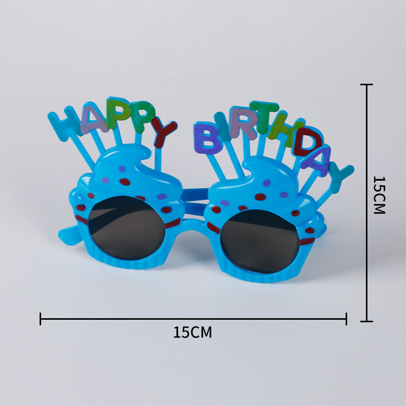 Birthday glasses - plastic, creative kids' happy party photo props, cake decoration, atmosphere photo props