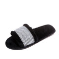 Fall and winteroutwear bunny fur open toe flip flops pearl rhinestone fur slippers women's indoor wooden floor cotton slippers
