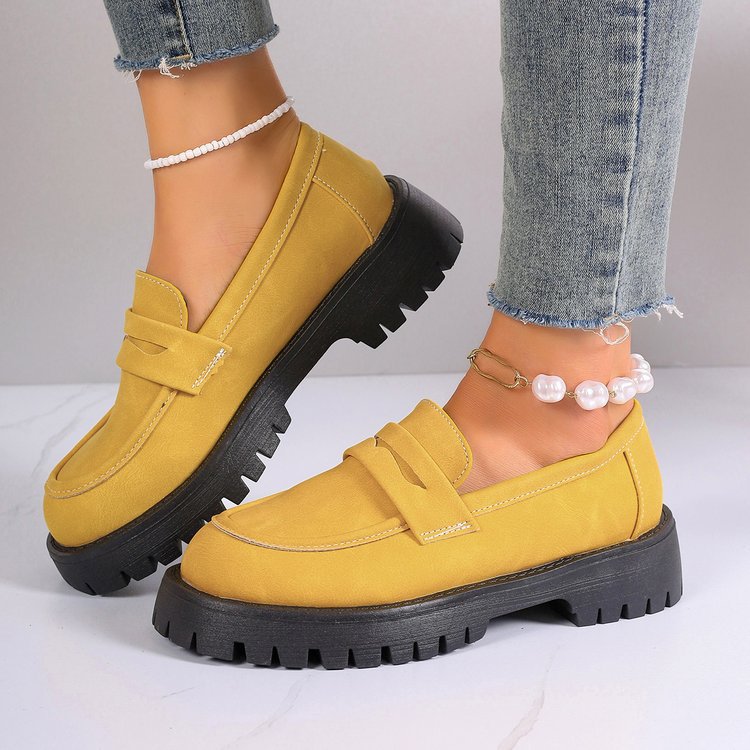 autumn new arrival: british style low-heel slip-on loafers - women's plus size export quality leather shoes for cross-border e-commerce