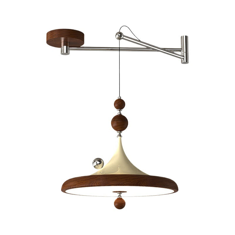 Creative personality antique rocker restaurant chandelier walnut color island chandelier full spectrum LED wrought iron chandelier