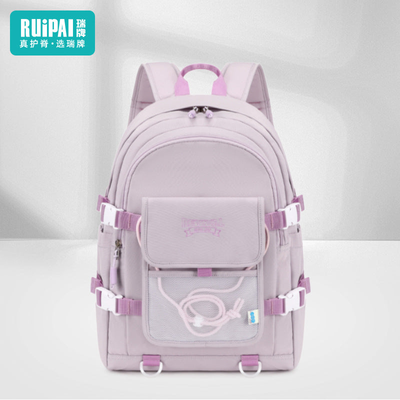 Rui brand casual backpack women's 2025 new schoolbag primary school students and girls large-capacity junior high school students schoolbag