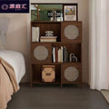 Half wall solid wood bookcase low cabinet storage cabinet all-in-one living room side cabinet combination cabinet storage rack color matching rattan bookshelf