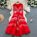 Miya pleated european and american dress women's autumn and winter european and american fashion asymmetrical printing waist elegant large swing pleated skirt