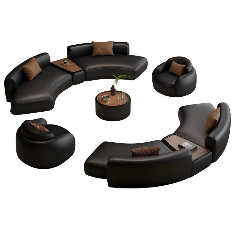 new luxury black semi-circular office sofa set - ideal for business meetings and reception areas