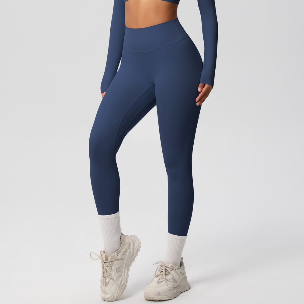 Ready-to-ship cross-border double-sided brushed, form-fitting, breathable solid color training yoga set, eight-piece athletic running fitness outfit for women