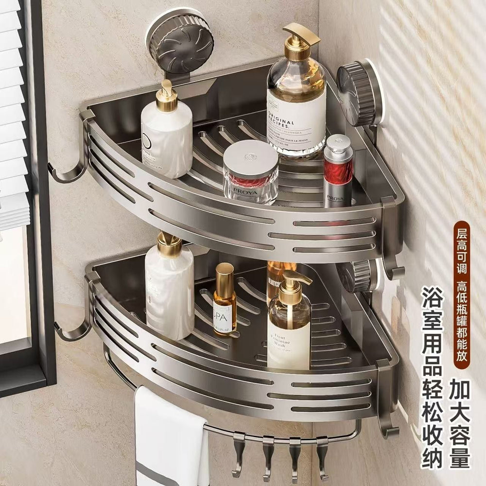 Suction cup triangle traceless storage rack bathroom storage toilet supplies storage rack corner rack storage rack wall-mounted