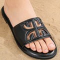 European and american summer new slippers women's slippers one-line slippers fashion plus size european and american cross-border flats slippers women