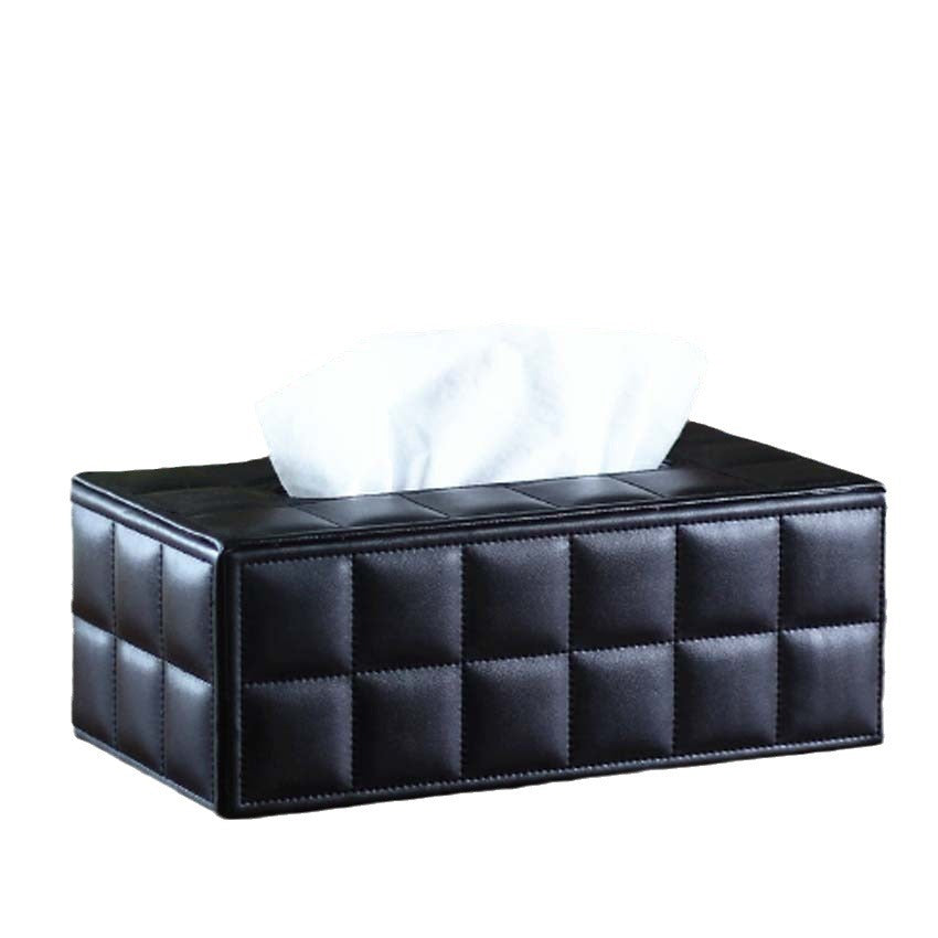 European desktop leather tissue box, creative family car grid paper box, restaurant car grid paper box