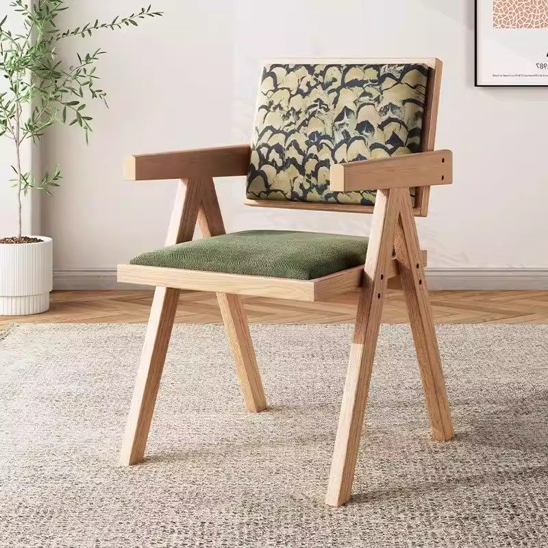 Used wabi-sabi style light luxury solid wood chair chandigarh home chair retro armchair stool high back dining chair