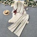 Relaxed and lazy style suit women's loose outer shawl scarf bottomlong sleevesknittingtopshigh waistsweater pants