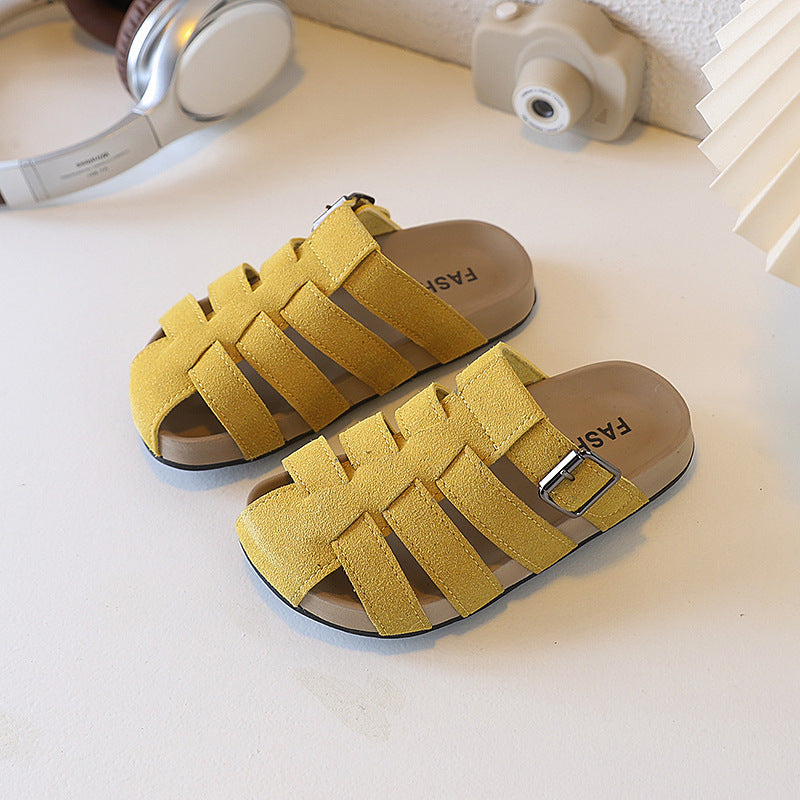 Plus size bag head stripes half slippers women's thick sole soft bottom slip-on outwear sandals plaidk-style birkenstock sandals