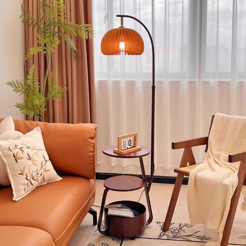 Floor lamp  new arrival medieval style living room classy master bedroom bedside table storage integrated pumpkin cover table lamp