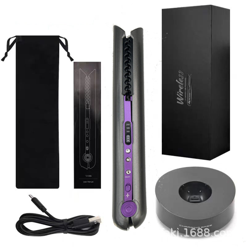 Cross-border explosion new wireless hair straightener curling iron straight roll dual-purpose multi-gear adjustment constant temperature splint portable roll