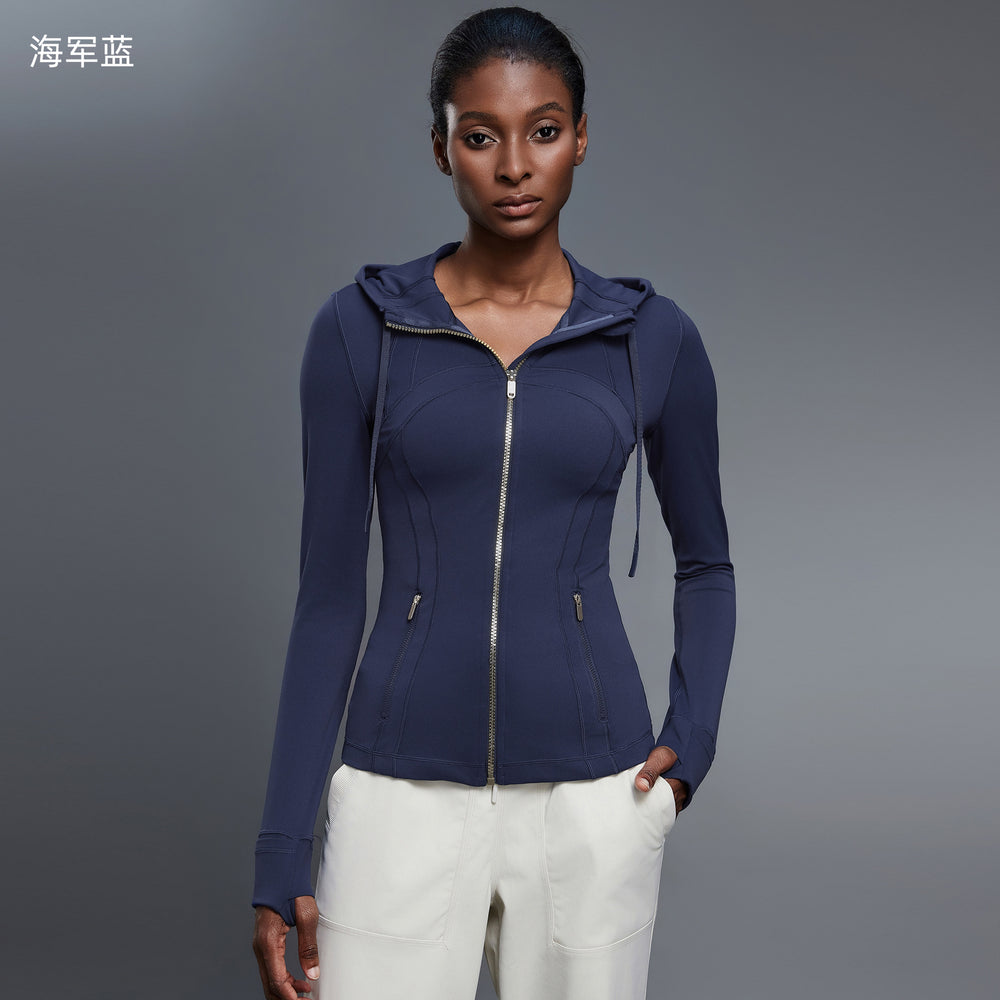 Women's yoga jacket - slim fit, hooded cardigan, running & fitness long sleeve top - daw204-2