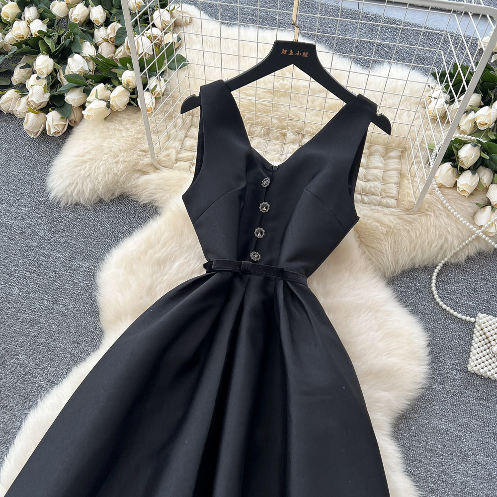 High-end women's summer evening gown: elegant v-neck slip dress with cinched waist, satin feel, slimming and figure-flattering maxi dress