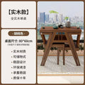 Solid wood tea table set - compact home furniture, table and two chairs combination, balcony storage leisure table and chair three-piece set