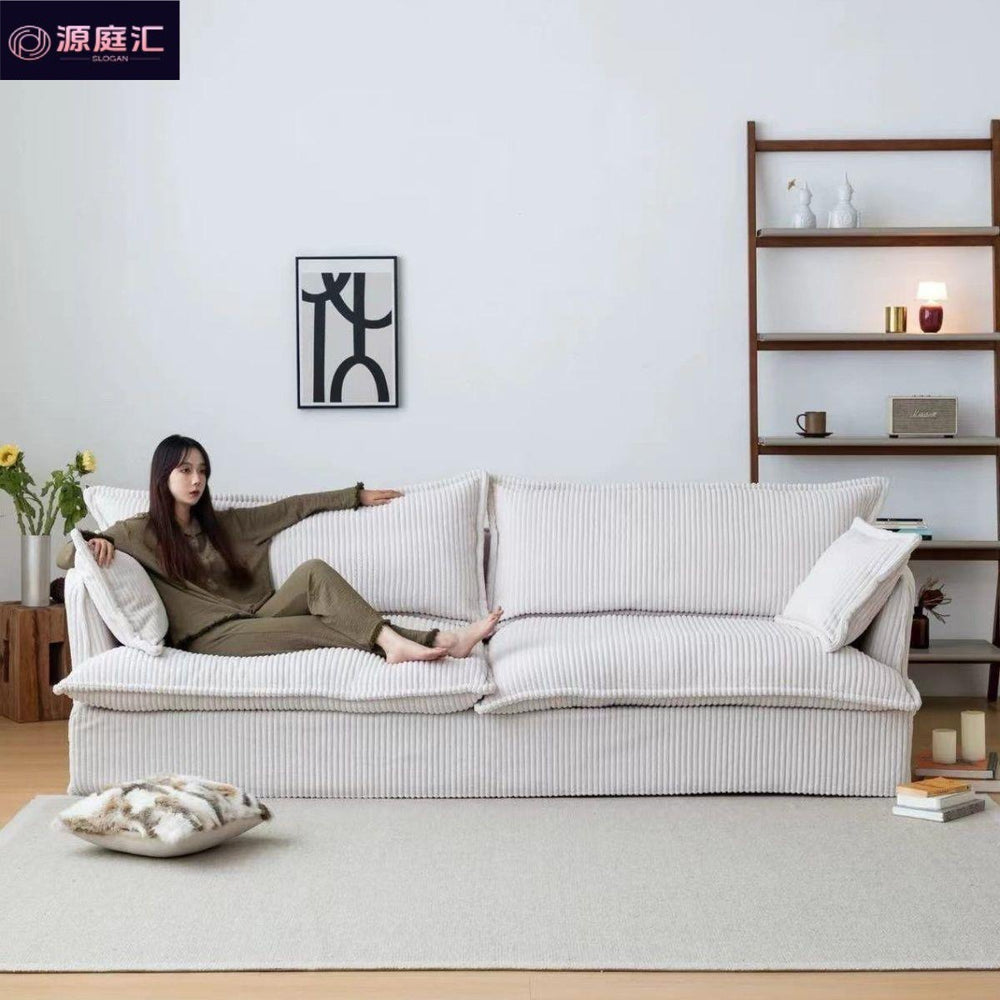 Fabric sofa corduroy cream retro small apartment scandinavianfor home living room double casual removable sofa