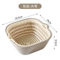 Double-layer vegetable basin drain basket six-piece set kitchen fruit washing tray living room for home square vegetable washing basin vegetable basket