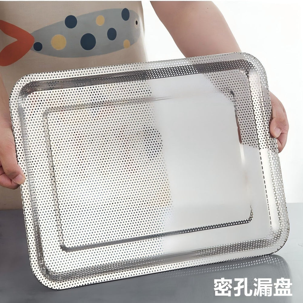 Stainless steel dinner plate, dense hole leakage plate, kitchen plate, for home vegetable plate, square plate, drying plate, oil filter plate, stainless steel products