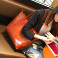 Vintage leather tote bag for women - 2025 new collection - large capacity genuine leather commuter shoulder bag