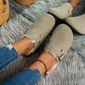 Plus size cotton slippers outwearthickened half slippers fur slippers winterflatsfleece-lined toe slippers women's wholesale